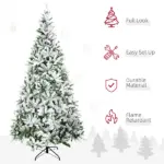 9ft Flocked Artificial Christmas Tree with 1890 Branches Green and White - Image 4