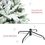 9ft Flocked Artificial Christmas Tree with 1890 Branches Green and White - Image 7