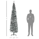 HOMCOM 9ft Flocked Christmas Tree, Slim Unlit Pine Hinged PVC Xmas Tree with Realistic Branches and 1014 Tips, Green - Image 3