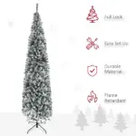 HOMCOM 9ft Flocked Christmas Tree, Slim Unlit Pine Hinged PVC Xmas Tree with Realistic Branches and 1014 Tips, Green - Image 4