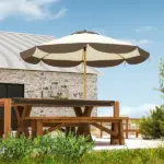 Outsunny 8.7 Ft Patio Umbrella with 8 Steel Ribs and Vented Canopy Cream White - Image 2
