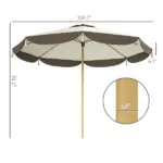 Outsunny 8.7 Ft Patio Umbrella with 8 Steel Ribs and Vented Canopy Cream White - Image 3