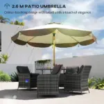 Outsunny 8.7 Ft Patio Umbrella with 8 Steel Ribs and Vented Canopy Cream White - Image 4