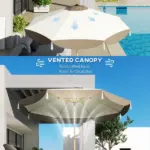 Outsunny 8.7 Ft Patio Umbrella with 8 Steel Ribs and Vented Canopy Cream White - Image 6