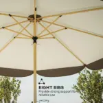 Outsunny 8.7 Ft Patio Umbrella with 8 Steel Ribs and Vented Canopy Cream White - Image 7