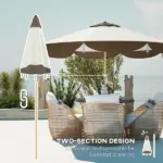 Outsunny 8.7 Ft Patio Umbrella with 8 Steel Ribs and Vented Canopy Cream White - Image 8