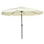 Outsunny 9ft Patio Umbrella with Push Button Tilt and Crank, Outdoor Market Table Umbrella with Fringed Tassles and 8 Ribs, for Garden