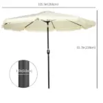 Outsunny 9ft Patio Umbrella with Push Button Tilt and Crank, Outdoor Market Table Umbrella with Fringed Tassles and 8 Ribs, for Garden - Image 3
