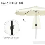 Outsunny 9ft Patio Umbrella with Push Button Tilt and Crank, Outdoor Market Table Umbrella with Fringed Tassles and 8 Ribs, for Garden - Image 5