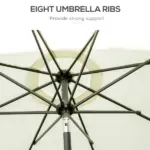 Outsunny 9ft Patio Umbrella with Push Button Tilt and Crank, Outdoor Market Table Umbrella with Fringed Tassles and 8 Ribs, for Garden - Image 7