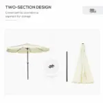 Outsunny 9ft Patio Umbrella with Push Button Tilt and Crank, Outdoor Market Table Umbrella with Fringed Tassles and 8 Ribs, for Garden - Image 8