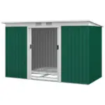 Outsunny 9 x 4.5 x 5.5 ft Metal Garden Shed with Vents Green and White - Image 11