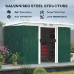 Outsunny 9 x 4.5 x 5.5 ft Metal Garden Shed with Vents Green and White - Image 4