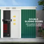 Outsunny 9 x 4.5 x 5.5 ft Metal Garden Shed with Vents Green and White - Image 5