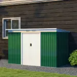 Outsunny 9 x 4.5 x 5.5 ft Metal Garden Shed with Vents Green and White - Image 9