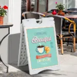 Vinsetto A-Frame Sandwich Board Sidewalk Sign 22x28 Plastic Weighted Weatherproof White - Image 2