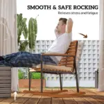Outsunny Acacia Wood Outdoor Lawn Rocking Chair Set of 2, Outdoor Patio Rocking Chairs with Armrests, Cushion, Cream White - Image 4