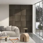 HOMCOM Acoustic Panels 4-Pack, 24 Inchx24 Inch Brown Wood Panels, Sound Absorbing, Slat Wall for Wall Decor - Image 2