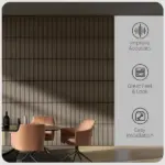HOMCOM Acoustic Panels 4-Pack, 24 Inchx24 Inch Brown Wood Panels, Sound Absorbing, Slat Wall for Wall Decor - Image 4