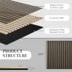 HOMCOM Acoustic Panels 4-Pack, 24 Inchx24 Inch Brown Wood Panels, Sound Absorbing, Slat Wall for Wall Decor - Image 5