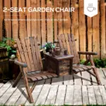 Outsunny Adirondack Double Chair Loveseat with Ice Bucket, Wooden Rustic Outdoor Patio Furniture, Weather-Resistant - Image 4