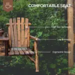 Outsunny Adirondack Double Chair Loveseat with Ice Bucket, Wooden Rustic Outdoor Patio Furniture, Weather-Resistant - Image 7