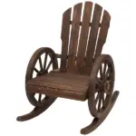 Outsunny Adirondack Rocking Chair, Outdoor Rocker All-Weather Patio Seat with Slatted Design and Oversize Back for Porch, Poolside and Garden, Brown - Image 11