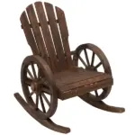 Outsunny Adirondack Rocking Chair, Outdoor Rocker All-Weather Patio Seat with Slatted Design and Oversize Back for Porch, Poolside and Garden, Brown