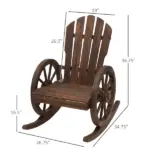Outsunny Adirondack Rocking Chair, Outdoor Rocker All-Weather Patio Seat with Slatted Design and Oversize Back for Porch, Poolside and Garden, Brown - Image 3