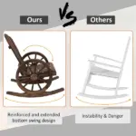 Outsunny Adirondack Rocking Chair, Outdoor Rocker All-Weather Patio Seat with Slatted Design and Oversize Back for Porch, Poolside and Garden, Brown - Image 6