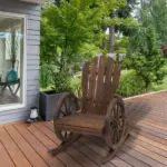 Outsunny Adirondack Rocking Chair, Outdoor Rocker All-Weather Patio Seat with Slatted Design and Oversize Back for Porch, Poolside and Garden, Brown - Image 10