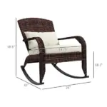 Adirondack Rocking Chair, Outdoor Wicker, High Back, Cream White Seat Cushion and Pillow, Porch and Balcony - Image 3
