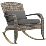 Adirondack Rocking Chair Outdoor Wicker High Back Seat Cushion Pillow Porch Balcony Gray - Image 11