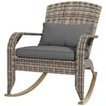 Adirondack Rocking Chair Outdoor Wicker High Back Seat Cushion Pillow Porch Balcony Gray