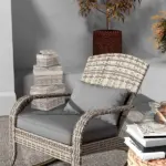 Adirondack Rocking Chair Outdoor Wicker High Back Seat Cushion Pillow Porch Balcony Gray - Image 8
