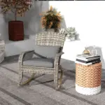 Adirondack Rocking Chair Outdoor Wicker High Back Seat Cushion Pillow Porch Balcony Gray - Image 10