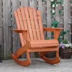 Adirondack Rocking Chair, with Slatted Wooden Design, Fanned Back, Ergonomic Armrests, Classic Rustic Style, for Patio, Teak - Image 2