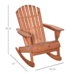Adirondack Rocking Chair, with Slatted Wooden Design, Fanned Back, Ergonomic Armrests, Classic Rustic Style, for Patio, Teak - Image 3