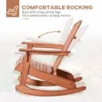 Adirondack Rocking Chair, with Slatted Wooden Design, Fanned Back, Ergonomic Armrests, Classic Rustic Style, for Patio, Teak - Image 4