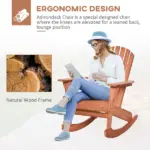 Adirondack Rocking Chair, with Slatted Wooden Design, Fanned Back, Ergonomic Armrests, Classic Rustic Style, for Patio, Teak - Image 5