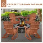 Adirondack Rocking Chair, with Slatted Wooden Design, Fanned Back, Ergonomic Armrests, Classic Rustic Style, for Patio, Teak - Image 8