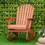 Adirondack Rocking Chair, with Slatted Wooden Design, Fanned Back, Ergonomic Armrests, Classic Rustic Style, for Patio, Teak - Image 10