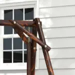 Outsunny Adirondack Swing Chair Outdoor 2-Seat Freestanding Solid Wood with Center Table Carbonized - Image 8