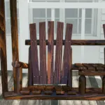 Outsunny Adirondack Swing Chair Outdoor 2-Seat Freestanding Solid Wood with Center Table Carbonized - Image 9