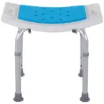 6 Level Adjustable Non Slip Shower Stool with Hand Shower Holder, Blue