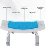 6 Level Adjustable Non Slip Shower Stool with Hand Shower Holder, Blue - Image 4