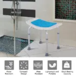 6 Level Adjustable Non Slip Shower Stool with Hand Shower Holder, Blue - Image 5
