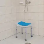 6 Level Adjustable Non Slip Shower Stool with Hand Shower Holder, Blue - Image 8
