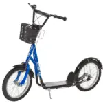 Adjustable Blue Kick Scooter, Double Brakes, 16" Tires, Basket, Cupholder - Image 11