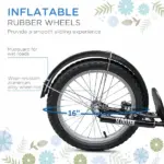 Adjustable Blue Kick Scooter, Double Brakes, 16" Tires, Basket, Cupholder - Image 7
